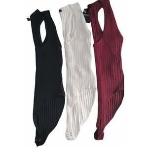 3 Ribbed Tank Bodysuits For $17.